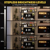 LVSOMT Home Office Desk with Hutch, Modern Computer Gaming Desk with LED Lights & Power Outlets, Black Study Table with Storage Shelves, Teen Writing Desk for Bedroom, 40'' W LVSOMT