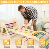 RMOKA Indoor Climbing Toys for Toddlers 1-3, 7in1 Extra Large Pikler Triangle Set, Foldable Wooden Montessori Climbing Set with Arch, Ramp & Ladder Baby Indoor Playground Jungle Gyms for Toddlers RMOKA