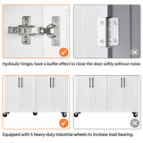 Yaheetech Kitchen Island Cart with Storage & Stainless Steel Countertop, Portable Kitchen Island on Wheels with Cabinet & Adjustable Shelves & 2 Drawers, Rolling Island Table for Kitchen, White Yaheetech