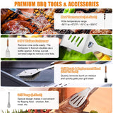 Cifaisi BBQ Grill Accessories Set, 38Pcs Stainless Steel Grill Tools Grilling Accessories with Aluminum Case, Thermometer, Grill Mats for Camping/Backyard Barbecue, Grill Set for Men Women Cifaisi