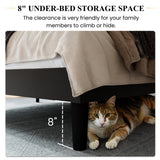 SHA CERLIN Queen Size Velvet Bed Frame with Vertical Channel Tufted Wingback Headboard, Upholstered Platform Bed with Wood Slats, No Box Spring Needed, Easy Assembly, Black SHA CERLIN