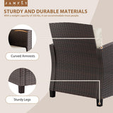 JAMFLY 3 Pieces Wicker Patio Furniture Set Outdoor, Wicker Chairs Conversation Set Small Patio Furniture for Apartment Balcony Bistro, Beige JAMFLY