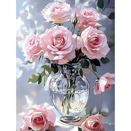 MISCER Pink Roses Diamond Painting Kits for Adults, 5D Full Drill DIY Flower Diamond Painting for Beginners, Home Wall Decor 12x16 Inch MISCER