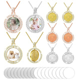 54 Pieces Rhinestone Bezel Pendant Trays Set Includes 9 Pieces Round Rhinestone Bezel Trays Double sided Blank Pendant Charm,9 Pieces Thick Chains with 18 Pieces Sublimation Aluminum Sheets and Glue MTLEE