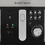 West Bend Deep Fryer with Adjustable Temperature Control Nonstick Basket Easy-View Window and Temperature Guide, Folding Handle and Locking Cover for Easy Storage, 3-Liter, Silver,Black, DFWB3LBK13 West Bend