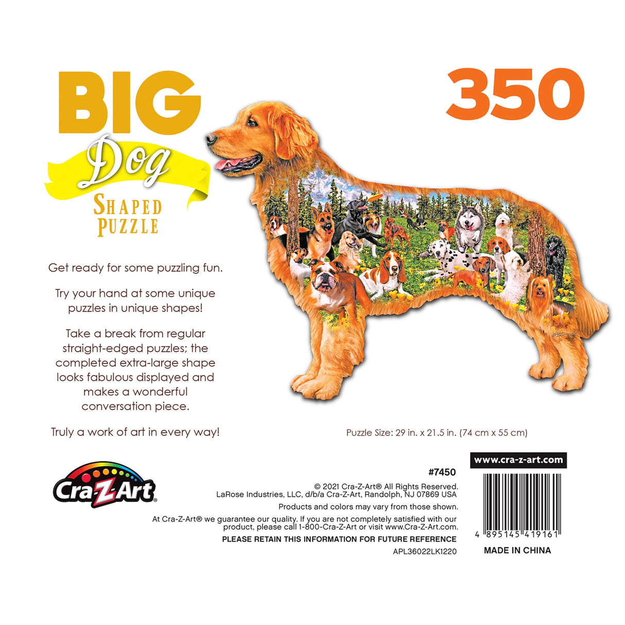 RoseArt - Big Shaped - Dog Park - 350XL Piece Jigsaw Puzzle for Adults RoseArt