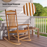 VINGLI Wooden Rocking Chair Outdoor, Patio Rockers with High Back, Support 450 LBS Rocking Chairs, for Porch, Patio, Balcony, Garden, Yard (Oak, 1 PC) VINGLI