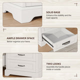 Whalefall Farmhouse Night Stand Set of 2, Large 3 Drawers Bedside Table with Charging Station, 22 inch Wide End Table for Bedroom, 2pcs White Whalefall