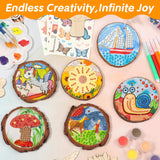 Qinzave Kids Wooden Painting Kit Glow in The Dark Arts Crafts Gifts for Boys Girls, 200 PCS Wood Slice Creative DIY Craft Kit for Kids Ages 8-12 Qinzave