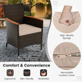 Tangkula 9 Piece Outdoor Dining Set, Patio Wicker Furniture Set with Acacia Wood Table Top w/Umbrella Hole, Rattan Dining Table Chairs Conversation Set Perfect for Outdoor and Indoor Tangkula