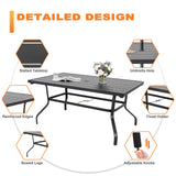 NUU GARDEN 7 Piece Outdoor Dining Set, 6 Swivel Patio Chairs and 1 Dining Table with 1.57 Inch Umbrella Hole, Iron Patio Furniture Set for Lawn Backyard Balcony, Black and Brown NUU GARDEN