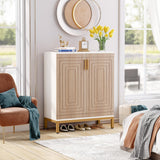 Tribesigns Shoe Cabinet with Doors, 20 Pairs Entryway Shoe Storage Cabinet with Shelves, 5-Tier Modern Free Standing Shoe Racks Storage Organizer for Closet, Living Room, Bedroom(White/Natural) Tribesigns