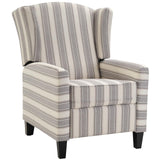 IOMOR Wingback Pushback Recliner Chair Fabric Lounge Armchair Push Back Single Sofa Chair with Padded Seat Solid Wood Legs for Living Room, Mid Century Modern Recliner (Grey Stripe) IOMOR