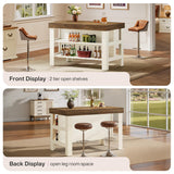 Tribesigns Home Bar Table Unit with Storage Shelves, 55.1-Inch Farmhouse Counter Height Bar Cabinet for Kitchen Dining Room Tribesigns