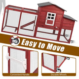 Gowoodhut Chicken Coop Solid Wood with Large Run Cage 2 Stories - Asphalt Roof, Nest Box, Pu Wheels, Expandable Solid Wood Cage Gowoodhut