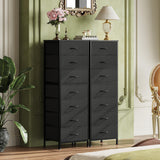 WLIVE Black Tall Dresser for Bedroom, 7 Drawer Dressers & Chests of Drawers, Fabric Dresser for Closet, Living Room, Night Stand with Metal Frame, Storage Tower with Fabric Bins, Wood Top WLIVE