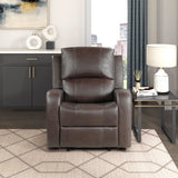 Lexicon Manual Reclining Chair, Top Grain Leather Match Wall Hugger Recliner Chair, Tab Pull Reclining, High Density Foam Over Pocket Coils, for Living Room/Reading Nook/Bedroom, Brown Lexicon