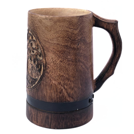 Handmade Mango Wooden Beer Coffee Mugs Wood Dark Natural - Eco-Friendly Wooden Tankard Gift Glass Stein Tea Cup Barrel for Men Women Coffee Viking Mug - WoodArtSupply