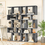 Giantex 5-Tier Modern Geometric Bookshelf – 70" Tall Freestanding S-Shaped Bookcase in Gray Giantex