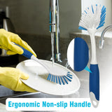PHYEX 2-Pack Kitchen Diffusion Type Scrub Brush for Cleaning Dishes Pots Pan Sink and Bathroom with Comfortable Long Handle PHYEX
