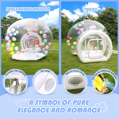 Inflatable Bubble House,13ft Bubble Tent Dome & 8ft Tunnel, Clear Bubble Dome, PVC Transparent Inflatable Bubble House with Blower for Kids Party Balloon Garden Tent for Outdoor Backyard Part - WoodArtSupply