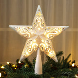 Brizled Star Christmas Tree Topper, 8" Glittered Hollow-Out Tree top Star, Double-Sided 3D Tree Topper with 10 Lights, UL Certified Lighted Xmas Tree Topper for Holiday Christmas Tree Decor, Silver Brizled