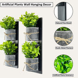 Hukalw Artificial Plants Wall Hanging Decor, Faux Plants with Rustic Metal Planters and Wood for Indoor Wall Decor, Artificial Greenery Plants Wall Art for Modern Farmhouse Living Room Hukalw