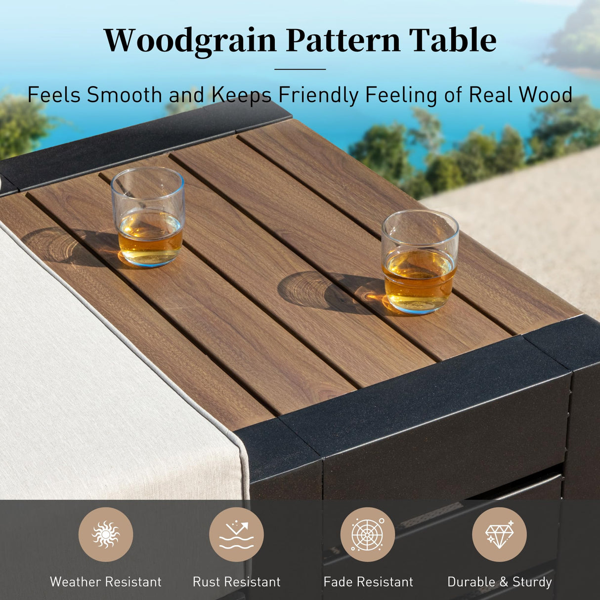 SUNSHINE VALLEY Upgraded 4 Piece Metal Patio Sectional Furniture Set with 5.9" Thick Cushion, Outdoor Furniture Conversation Set with Coffee Table, Patio Modular L Shape Sofa for Backyard Deck Outside SUNSHINE VALLEY