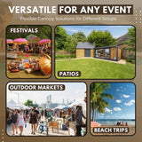 Flexzion 10'x10' Gazebo Replacement Canopy Top Cover (Beige) - Dual Tier with Plain Edge Polyester UV30 Water Resistant for Outdoor Garden Patio Pavilion Sun Shade Flexzion