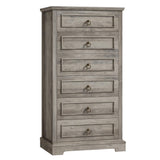 HOSTACK 6 Drawers Dresser, 52" Tall Dresser, Vertical 6 Drawer Dresser, Modern Farmhouse Chest of Drawers, Wood Closet Dresser Storage Dresser Chest for Living Room, Hallway, Entryway, Ash Grey HOSTACK