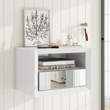 blingworld Floating Nightstand Mirrored, White Wall Mounted Night Stand with Mirrored Storage Drawer Premium Quality Floating End Table blingworld