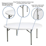 Flash Furniture Elon 6' Round All-Occasion Plastic Folding Event Table, Foldable Portable Banquet Table for Indoor/Outdoor Events, White Flash Furniture