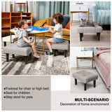 HOUCHICS Small Footstool Ottoman, Velvet Wooden Foot Stool Ottoman with Wood Legs, Sofa Footrest Extra Seating for Living Room Entryway Office(Grey 1PACK) HOUCHICS