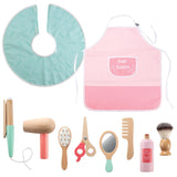 Pretend Hair Salon Wooden Play Set - Full Vanity Mirror Playset w Chair & Rolling Cart- Includes Blow Dryer, Brush, Styling, Cutting Tools & More - Hair Dresser Stylist Fun, Beauty Care for Girls Kids Svan