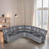 LY&S Home Collection Sectional Reclining Sofa, Sectional Couches for Living Room, Modular Manual PU Leather Recliner Sofa Livingroom Furniture Sets (Grey) LY&S Home Collection
