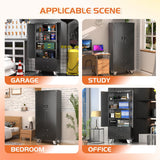 Aobabo Garage Storage Cabinet with 2 Drawers, Lockable Garage Storage Cabinet with Wheels for Garage Home Storage,Black,Required Assembly Aobabo