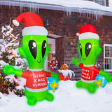 JOYEASE 4 FT Christmas Inflatables Alien with Gift Box Decorations LED Lighted Xmas Christmas Blow up Yard Decorations for Party Indoor Outdoor Garden Decor JOYEASE