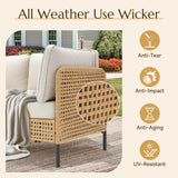 Outdoor Patio Furniture, 7-Piece Wicker Patio Furniture Set, Boho Patio Conversation Sets Sectional Sofa with All Weather Rattan Thick Cushions, Outdoor Sectional Sofa Set with Coffee Table, Beige PPorfamilia