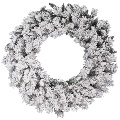 Vickerman 42" Flocked Snow Ridge Artificial Christmas Wreath, Unlit - Faux Snowy Christmas Wreath - Indoor Seasonal Home Wall Decor