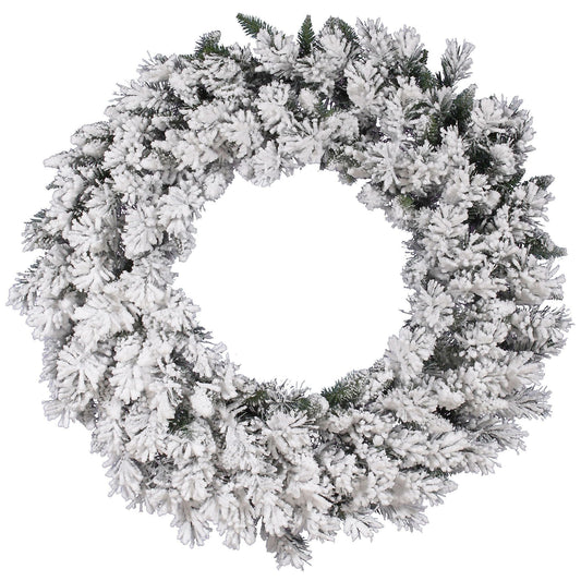 Vickerman 42" Flocked Snow Ridge Artificial Christmas Wreath, Unlit - Faux Snowy Christmas Wreath - Indoor Seasonal Home Wall Decor