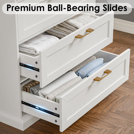 Zamildon's 5 Drawer Dresser, 47" Tall Dressers for Bedroom with Anti-Tip Device, White Modern Storage Closet with Handle for Hallway,Entryway Zamildon's