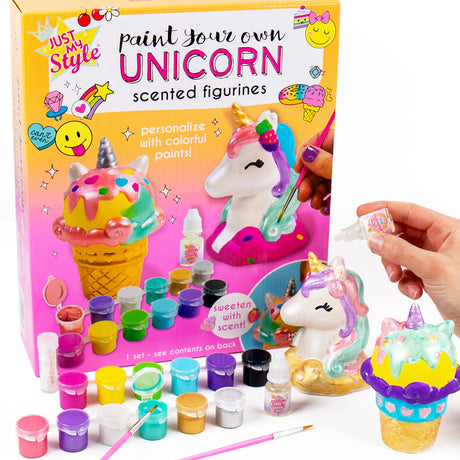 Just My Style Paint Your Own Scented Unicorn Figurines – Paint Your Own Waterless Ceramic Diffuser – Paintable Scented Unicorn Figurines – Customize with Pearlized Paints, Glitter & Sweet Scents Just My Style