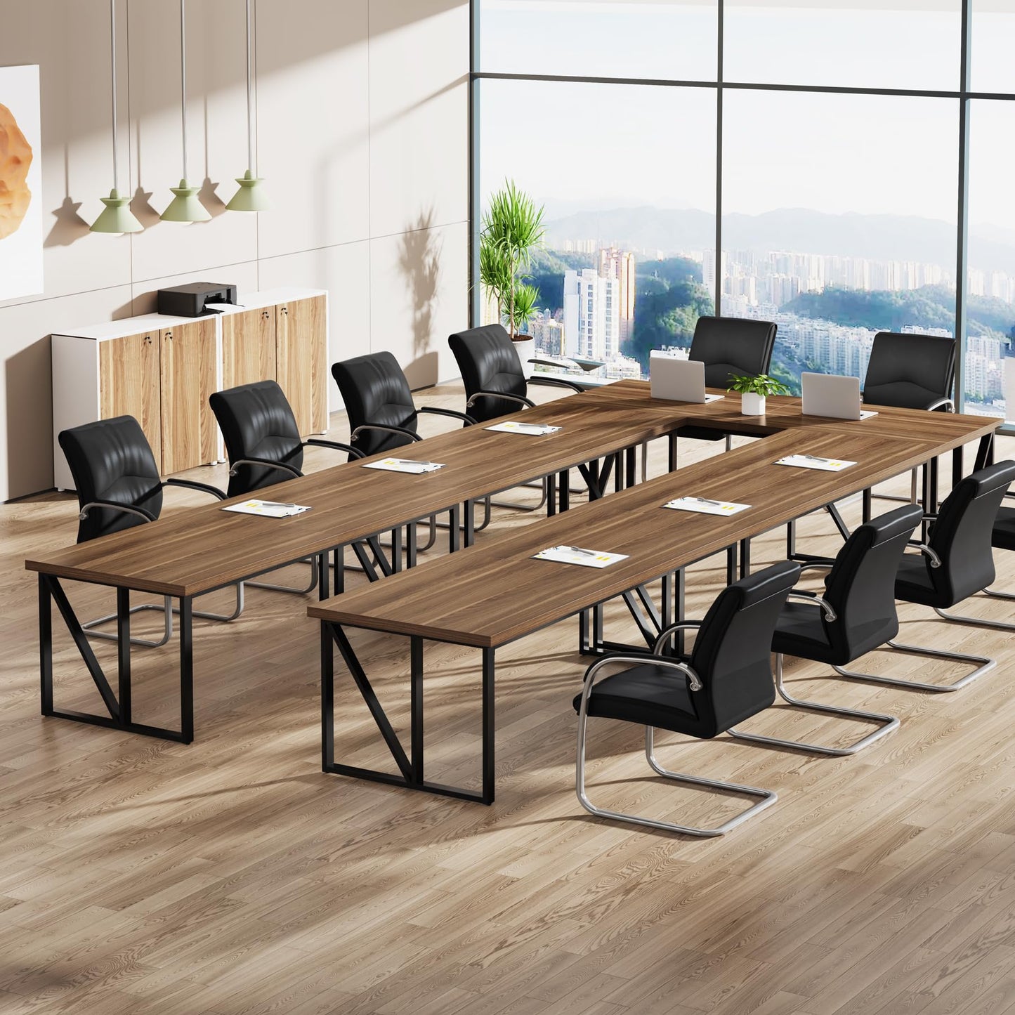 Tribesigns 17.7FT Conference Room Table: Large Rectangular Meeting Seminar Table for 16-20 People, Wood Long Training Table with Heavy-Duty Frame, Business Table for Office, 6PCS - WoodArtSupply