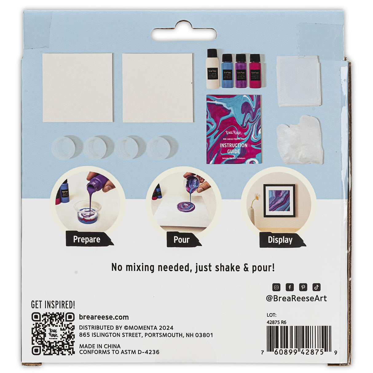 Brea Reese: Acrylic Paint Pouring Kit - Holiday Wall Art - Customize 2 Mini Canvas Boards, DIY Art Set, All-in-1 Activity, Festive Adult Craft Project Brea Reese