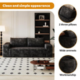 Ningering 63" Sofa in a Box Compressed, Boneless Couch with Wide Armrests & 2 Cushions, Cloud loveseat Sofa for Living Room, Memory Foam, Deep Seat, Corduroy Fabric, No Assembly (Black, 2) Ningering