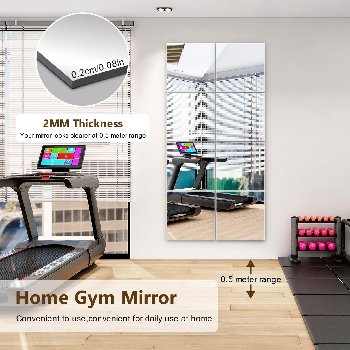 Mirror Wall Full Length,12X12 Inch Unbreakable Mirror Tiles for Bedroom Home Gym Door, Acrylic Squares Mirror Full Body Shatterproof Mirror Stickers for Walls,Mirror Sheets (4pcs) Shiftshade