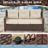Suvivityse 6 Pieces Outdoor Patio Furniture Set Wicker Sectional Couch Conversations Sets Rattan Sofa with 360° Swivel Rocking Chairs for Lawn Garden Poolside Backyard (Brown) Suvivityse