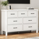 Jocoevol Fluted 7 Drawers Dresser for Bedroom, Modern Chest of Drawers with Metal Handle, Wood Dresser TV Stand, Wooden Closet Clothes Storage Organizer for Living Room, Hallway (White) Jocoevol