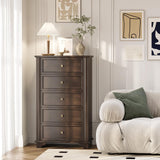 VINGLI 47" Tall Dresser 5 Drawer Chest of Drawers, Wood Dresser for Bedroom, Brown Chest Dressers Wooden VINGLI