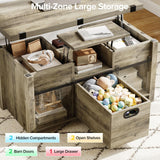 Memobarco 40" Farmhouse Lift Top Coffee Table with Sliding Barn Door,4 in 1 Multi-Function Coffee Tables with Storage Drawers & Hidden Compartment,Converts to Dining Table for Living Room,Grey Memobarco